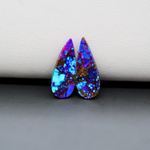 Stabilized Purple Mohave (Mojave) Turquoise pear cabochon pair 20x9x3mm 7.5ct - purple with blue Kingman turquoise nuggets - photo 3 - Pedra Gems.