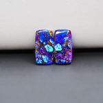 Stabilized Purple Mohave (Mojave) Turquoise baguette cabochon pair 18x9x2mm 9ct - purple with blue Kingman turquoise nuggets - photo 4 - Pedra Gems.