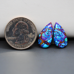 Stabilized Purple Mohave (Mojave) Turquoise pear cabochon pair 19x10x3mm 9.5ct - purple with blue Kingman turquoise nuggets - photo 1 - Pedra Gems.