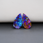 Stabilized Purple Mohave (Mojave) Turquoise pear cabochon pair 19x10x3mm 9.5ct - purple with blue Kingman turquoise nuggets - photo 3 - Pedra Gems.
