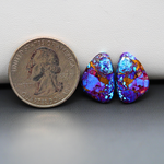 Stabilized Purple Mohave (Mojave) Turquoise freeform cabochon pair 16x11x3mm 12ct - purple with blue Kingman turquoise nuggets - photo 1 - Pedra Gems.