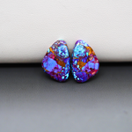 Stabilized Purple Mohave (Mojave) Turquoise freeform cabochon pair 16x11x3mm 12ct - purple with blue Kingman turquoise nuggets - photo 2 - Pedra Gems.