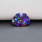Stabilized Purple Mohave (Mojave) Turquoise freeform cabochon pair 16x11x3mm 12ct - purple with blue Kingman turquoise nuggets - photo 3 - Pedra Gems.