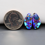 Stabilized Purple Mohave (Mojave) Turquoise freeform cabochon pair 20x10x3mm 12ct - purple with blue Kingman turquoise nuggets - photo 1 - Pedra Gems.