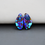 Stabilized Purple Mohave (Mojave) Turquoise freeform cabochon pair 20x10x3mm 12ct - purple with blue Kingman turquoise nuggets - photo 2 - Pedra Gems.