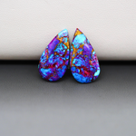 Stabilized Purple Mohave (Mojave) Turquoise pear cabochon pair 21x11x3mm 10.5ct - purple with blue Kingman turquoise nuggets - photo 2 - Pedra Gems.