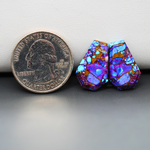 Stabilized Purple Mohave (Mojave) Turquoise coffin cabochon pair 19x12x3mm 16ct - purple with blue Kingman turquoise nuggets - photo 1 - Pedra Gems.