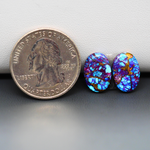 Stabilized Purple Mohave (Mojave) Turquoise oval cabochon pair 13x9x3mm 8.5ct - purple with blue Kingman turquoise nuggets - photo 1 - Pedra Gems.