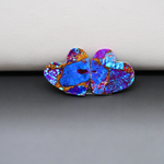 Stabilized Purple Mohave (Mojave) Turquoise heart cabochon pair 16x17x3mm 13.5ct - purple with blue Kingman turquoise nuggets - photo 3 - Pedra Gems.