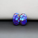 Stabilized Purple Mohave (Mojave) Turquoise oval cabochon pair 17x10x3mm 10.5ct - purple with blue Kingman turquoise nuggets - photo 2 - Pedra Gems.