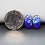 Stabilized Purple Mohave (Mojave) Turquoise oval cabochon pair 17x10x3mm 10.5ct - purple with blue Kingman turquoise nuggets - photo 1 - Pedra Gems.