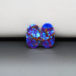 Stabilized Purple Mohave (Mojave) Turquoise oval cabochon pair 17x10x3mm 10.5ct - purple with blue Kingman turquoise nuggets - photo 3 - Pedra Gems.