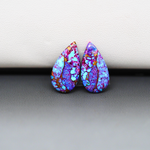 Stabilized Purple Mohave (Mojave) Turquoise pear cabochon pair 18x10x3mm 8ct - purple with blue Kingman turquoise nuggets - photo 4 - Pedra Gems.
