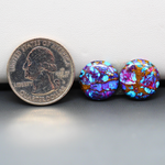 Stabilized Purple Mohave (Mojave) Turquoise round cabochon pair 14x14x4mm 14ct - purple with blue Kingman turquoise nuggets - photo 1 - Pedra Gems.
