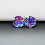 Stabilized Purple Mohave (Mojave) Turquoise round cabochon pair 14x14x4mm 14ct - purple with blue Kingman turquoise nuggets - photo 3 - Pedra Gems.