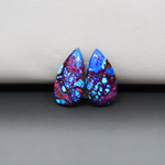 Stabilized Purple Mohave (Mojave) Turquoise pear cabochon pair 19x11x3mm 10ct - purple with blue Kingman turquoise nuggets - photo 2 - Pedra Gems.