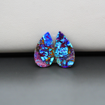 Stabilized Purple Mohave (Mojave) Turquoise pear cabochon pair 19x11x3mm 10ct - purple with blue Kingman turquoise nuggets - photo 3 - Pedra Gems.