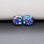 Stabilized Purple Mohave (Mojave) Turquoise round cabochon pair 12x12x3mm 7.5ct - purple with blue Kingman turquoise nuggets - photo 4 - Pedra Gems.