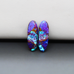 Stabilized Purple Mohave (Mojave) Turquoise oval cabochon pair 22x8x3mm 12.5ct - purple with blue Kingman turquoise nuggets - photo 2 - Pedra Gems.