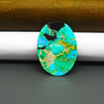 Mohave Turquoise & White Buffalo Oval Cabochon 28x20mm 16.5ct - Green and Blue with Black Patch - Pedra Gems