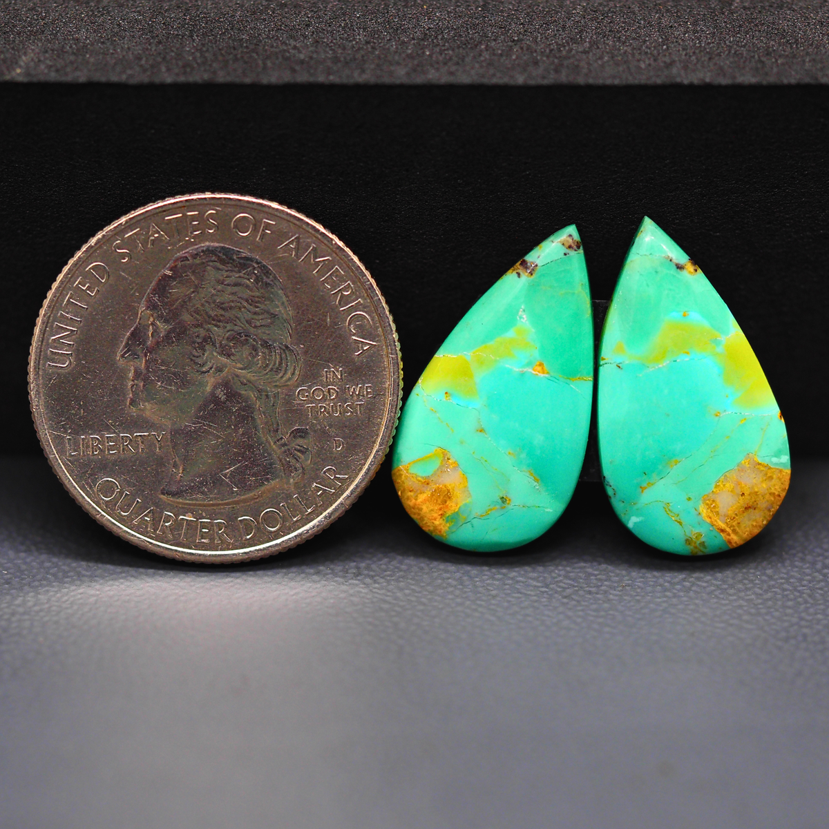 Mohave Mojave turquoise composite pair 22x11x3mm 13.5ct pear cabochon Kingman - photo 1