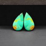 Mohave Mojave turquoise composite pair 22x11x3mm 13.5ct pear cabochon Kingman - photo 2
