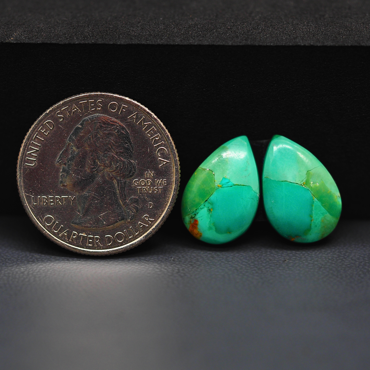 Mohave Mojave turquoise composite pair 15x11x3mm 9.5ct pear cabochon Kingman - photo 1