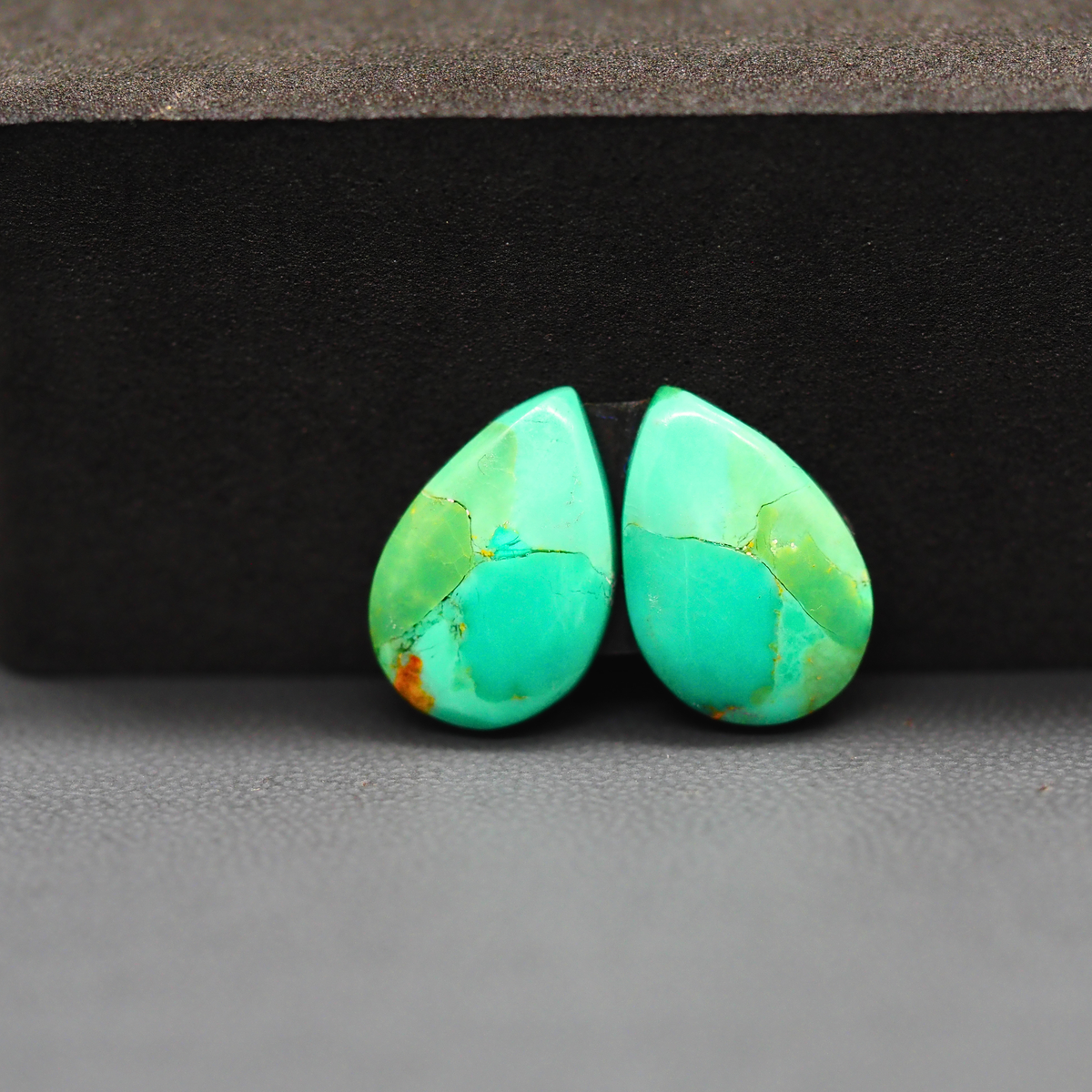 Mohave Mojave turquoise composite pair 15x11x3mm 9.5ct pear cabochon Kingman - photo 4