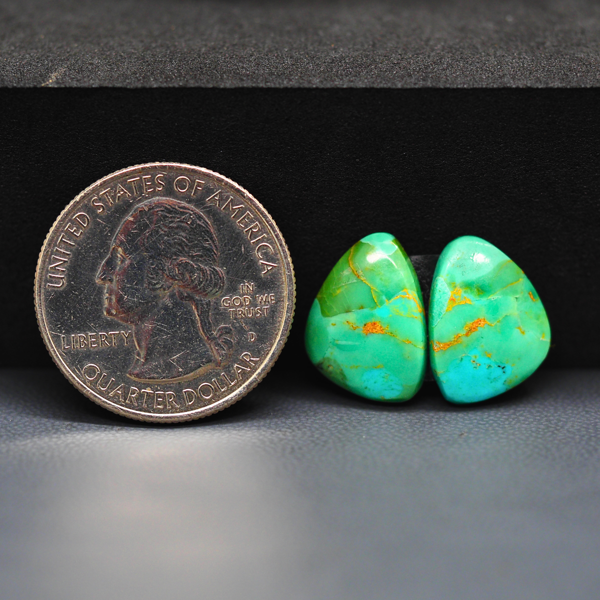 Mohave Mojave turquoise composite pair 16x12x3mm 8.5ct freeform cabochon Kingman - photo 1