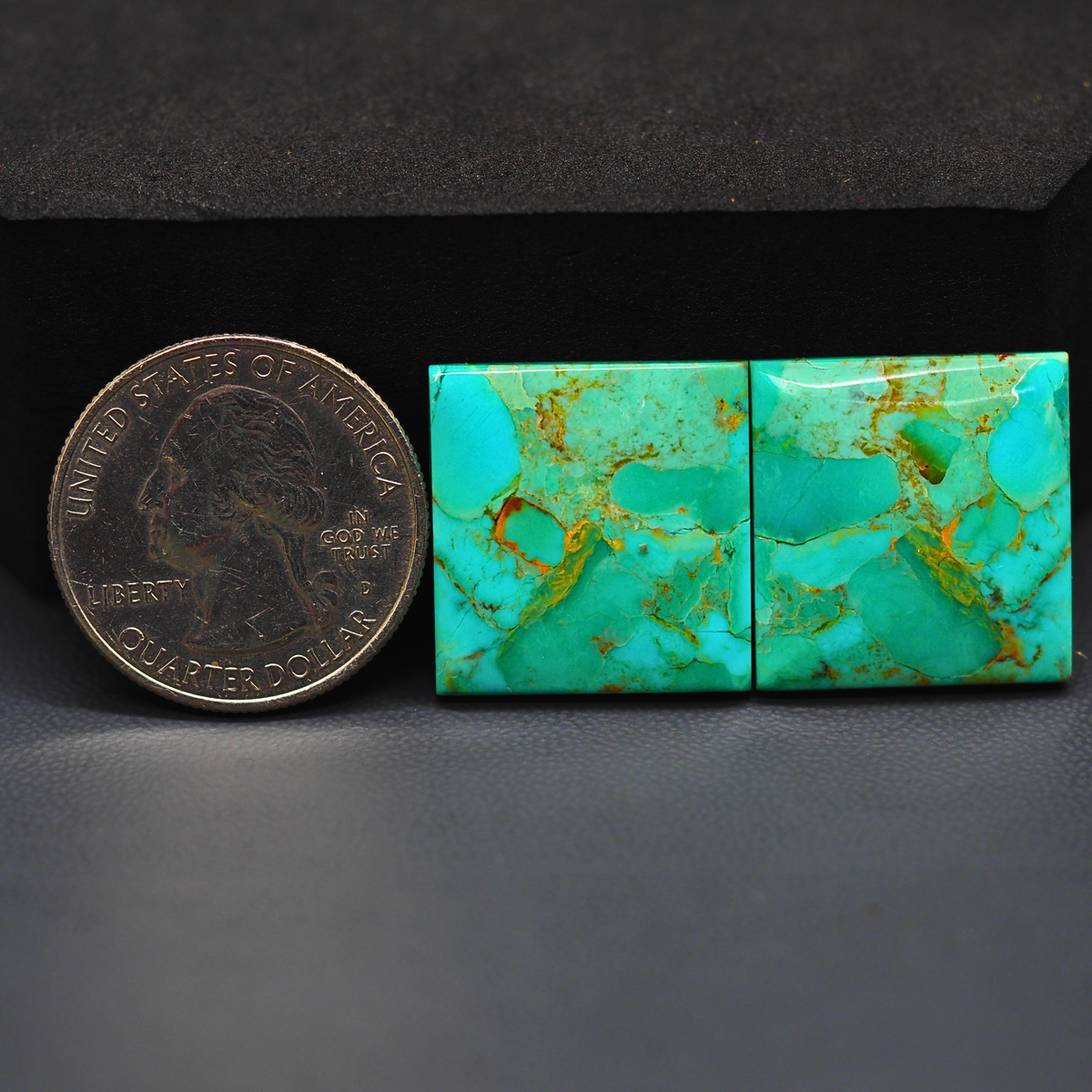 Mohave Mojave turquoise composite pair 21x20x4mm 27ct square cabochon Kingman - photo 1