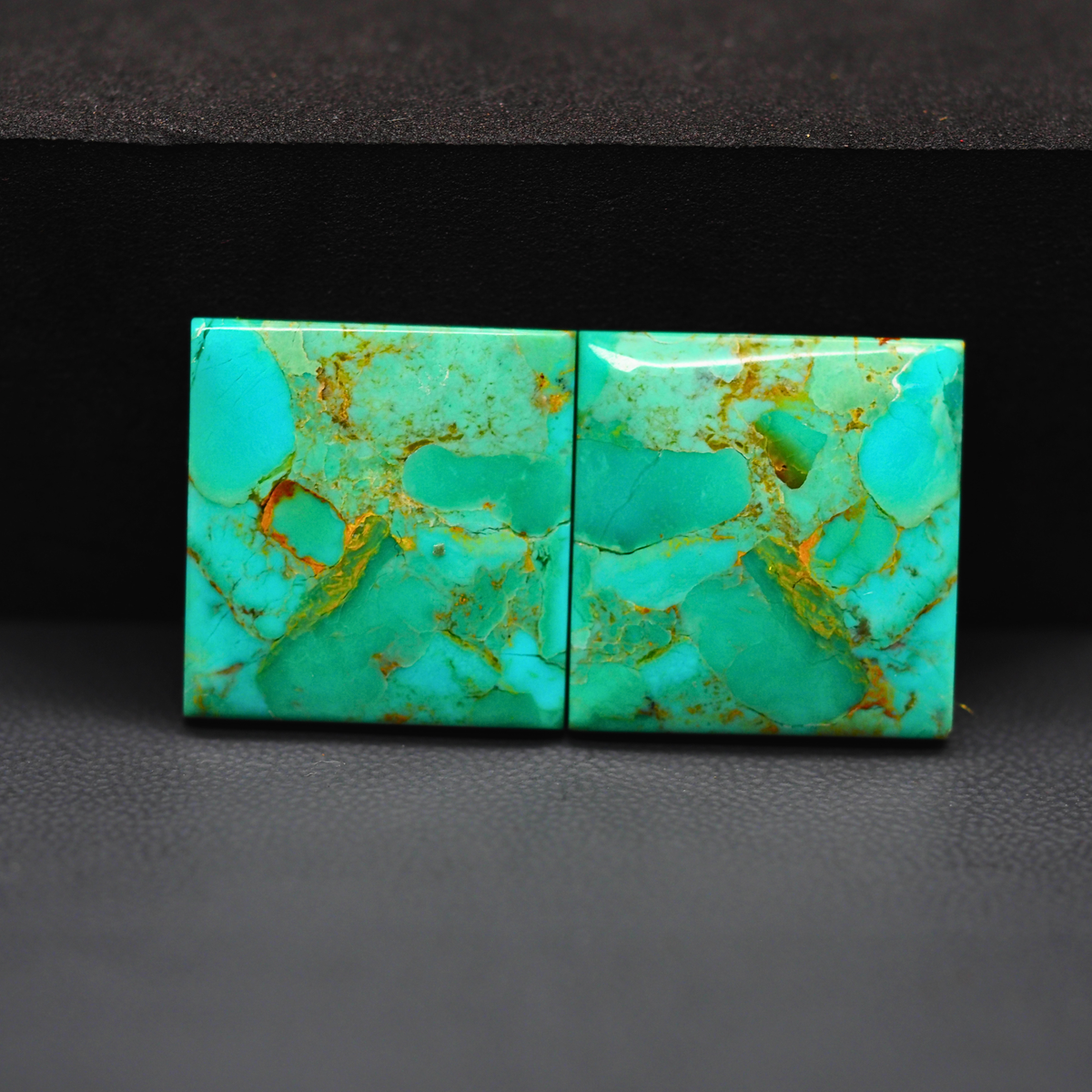 Mohave Mojave turquoise composite pair 21x20x4mm 27ct square cabochon Kingman - photo 2