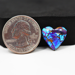 Stabilized Purple Mohave (Mojave) Turquoise Heart Cabochon 15x15x4mm 8.5ct - purple with blue Kingman turquoise nuggets and bronze veining - Pedra Gems.
