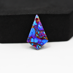 Stabilized Purple Mohave (Mojave) Turquoise Kite Cabochon 22x14x3mm 7.5ct - purple with blue Kingman turquoise nuggets and bronze veining - Pedra Gems.