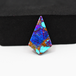 Stabilized Purple Mohave (Mojave) Turquoise Kite Cabochon 22x14x3mm 7.5ct - purple with blue Kingman turquoise nuggets and bronze veining - Pedra Gems.