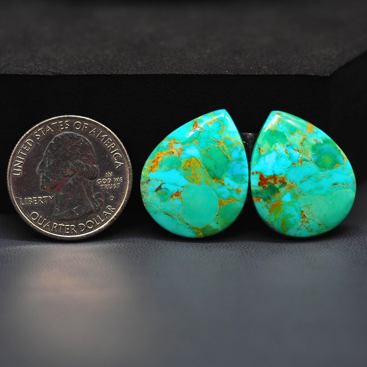 Mohave Mojave turquoise composite pair 25x12x3mm 25ct pear cabochon Kingman - photo 1