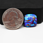 Stabilized Purple Mohave (Mojave) Turquoise Cushion Cabochon 14x15x5mm 9ct - purple with blue Kingman turquoise nuggets and bronze veining - Pedra Gems.