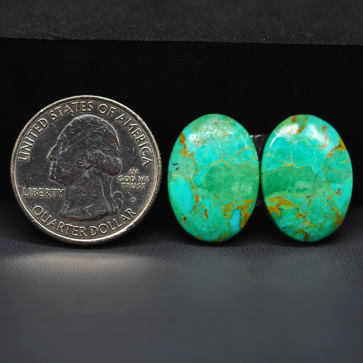 Mohave Mojave turquoise composite pair 21x12x3mm 11.5ct oval cabochon Kingman - photo 1