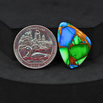 Natural Peacock Dahlia Freeform Cabochon 23x12mm 15.5ct - Peacock Blue-Green Composite - Pedra Gems