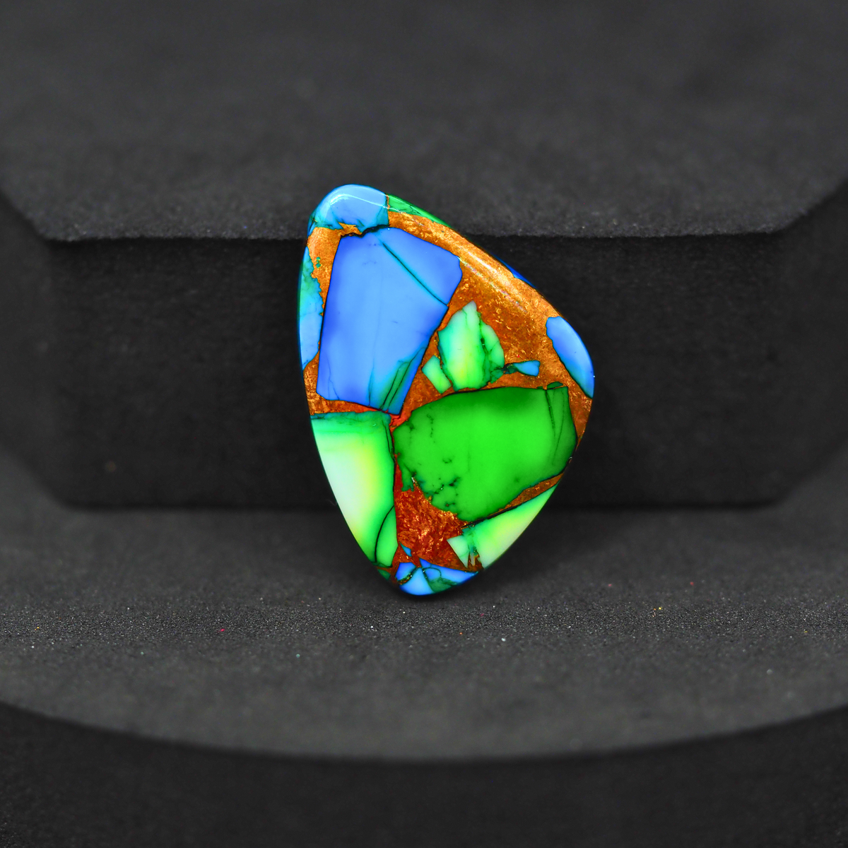Natural Peacock Dahlia Freeform Cabochon 23x12mm 15.5ct - Peacock Blue-Green Composite - Pedra Gems
