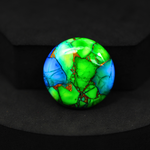 Natural Peacock Dahlia Round Cabochon 26x26mm 35ct - Peacock Blue-Green Composite - Pedra Gems