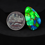 Natural Peacock Dahlia Freeform Cabochon 29x19mm 20ct - Peacock Blue-Green Composite - Pedra Gems