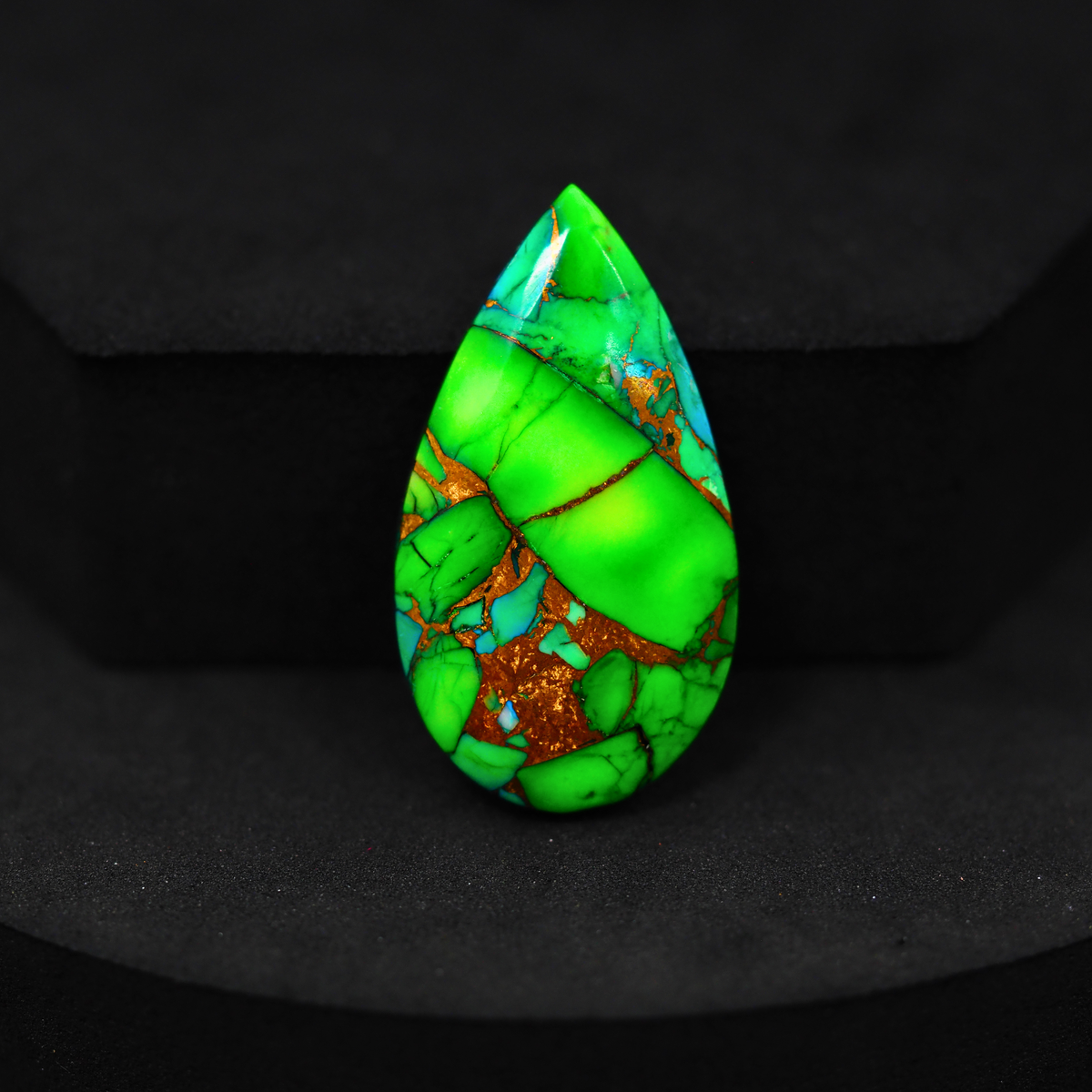 Natural Peacock Dahlia Pear Cabochon 32x18mm 19.5ct - Peacock Blue-Green Composite - Pedra Gems