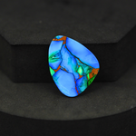Natural Peacock Dahlia Freeform Cabochon 27x20mm 19ct - Peacock Blue-Green Composite - Pedra Gems