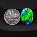 Natural Peacock Dahlia Oval Cabochon 25x18mm 15.5ct - Peacock Blue-Green Composite - Pedra Gems