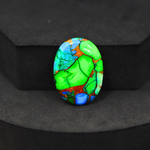 Natural Peacock Dahlia Oval Cabochon 25x18mm 15.5ct - Peacock Blue-Green Composite - Pedra Gems