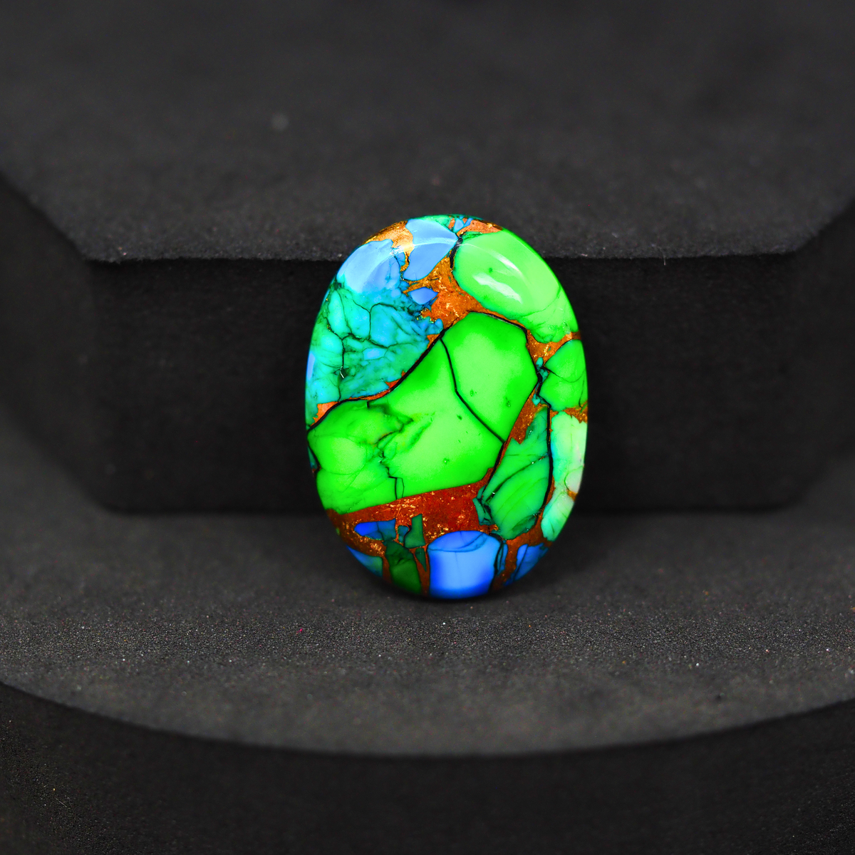 Natural Peacock Dahlia Oval Cabochon 25x18mm 15.5ct - Peacock Blue-Green Composite - Pedra Gems