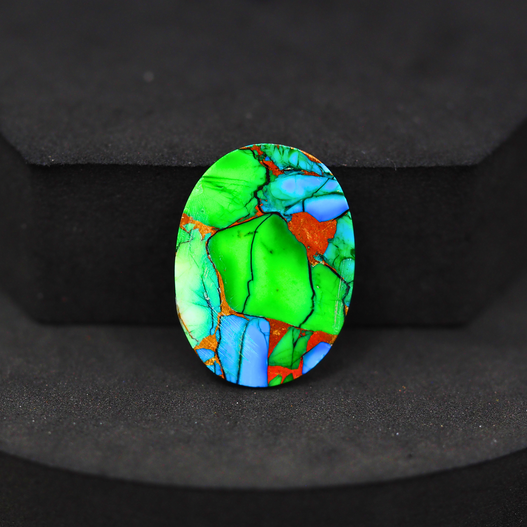 Natural Peacock Dahlia Oval Cabochon 25x18mm 15.5ct - Peacock Blue-Green Composite - Pedra Gems