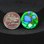 Natural Peacock Dahlia Round Cabochon 25x25mm 25ct - Peacock Blue-Green Composite - Pedra Gems