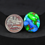 Natural Peacock Dahlia Oval Cabochon 27x21mm 22.5ct - Peacock Blue-Green Composite - Pedra Gems