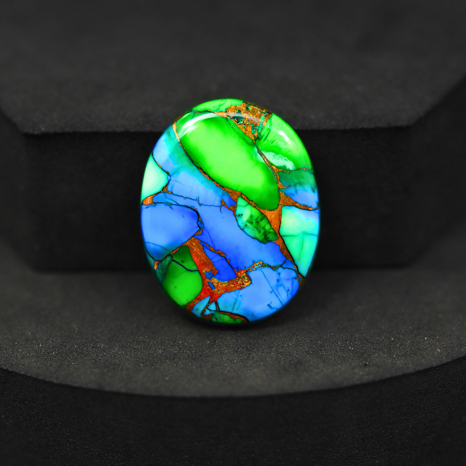 Natural Peacock Dahlia Oval Cabochon 27x21mm 22.5ct - Peacock Blue-Green Composite - Pedra Gems